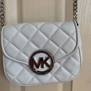 Michael Kors White Small Leather Crossbody Handbag
